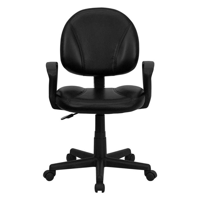 Flash Furniture Mid-Back Black Leather Ergonomic Swivel Task Chair With Arms | Office Chairs | Modishstore-2