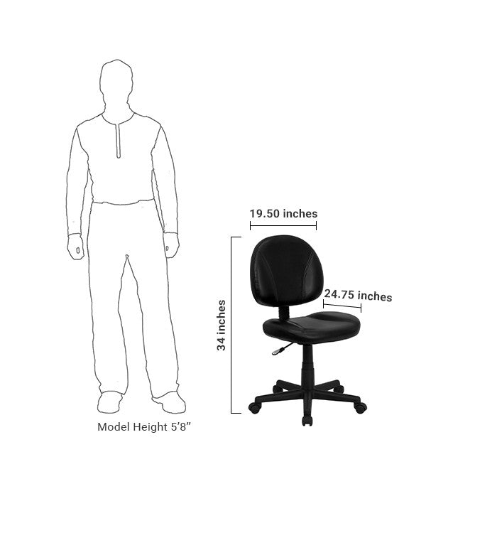 Flash Furniture Mid-Back Black Leather Ergonomic Swivel Task Chair | Office Chairs | Modishstore-5