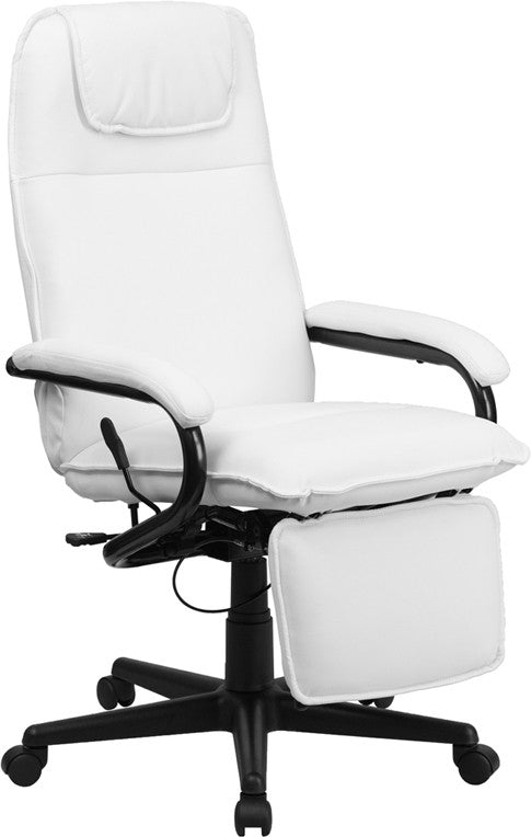 Flash Furniture High Back White Leather Executive Reclining Swivel Office Chair | Office Chairs | Modishstore