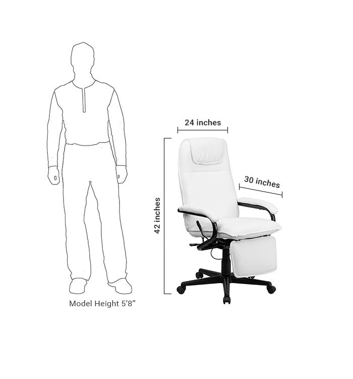 Flash Furniture High Back White Leather Executive Reclining Swivel Office Chair | Office Chairs | Modishstore - 5