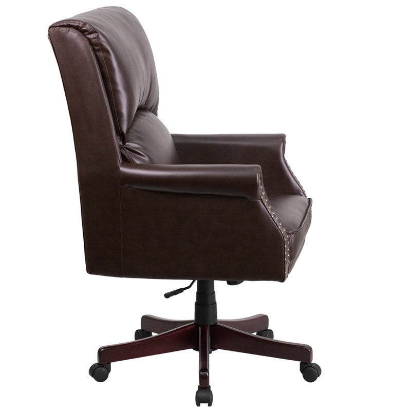 Flash Furniture High Back Pillow Back Brown Leather Executive Swivel Office Chair | Office Chairs | Modishstore - 4