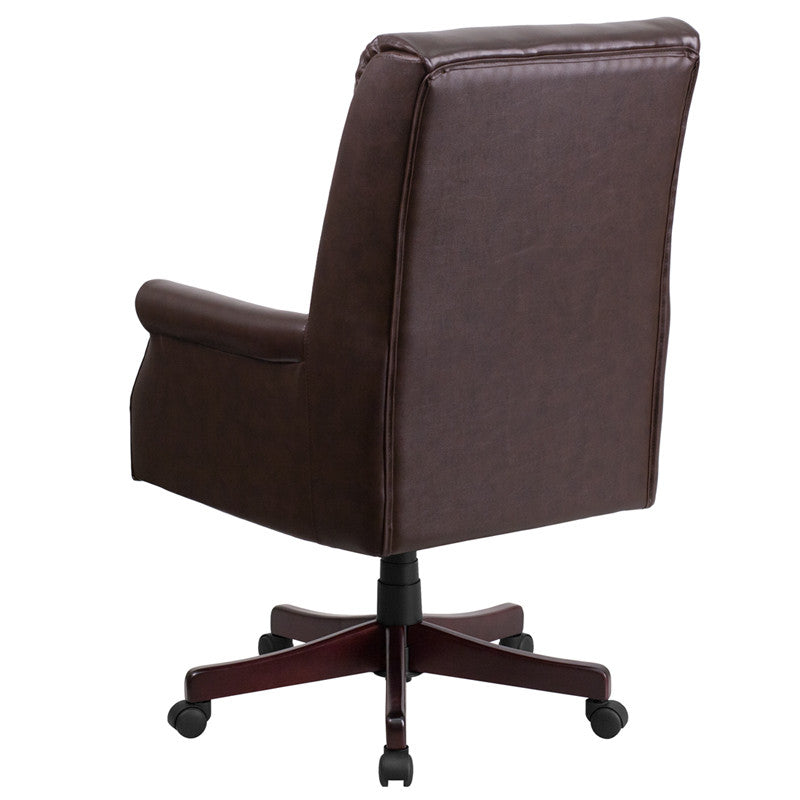 Flash Furniture High Back Pillow Back Brown Leather Executive Swivel Office Chair | Office Chairs | Modishstore - 3