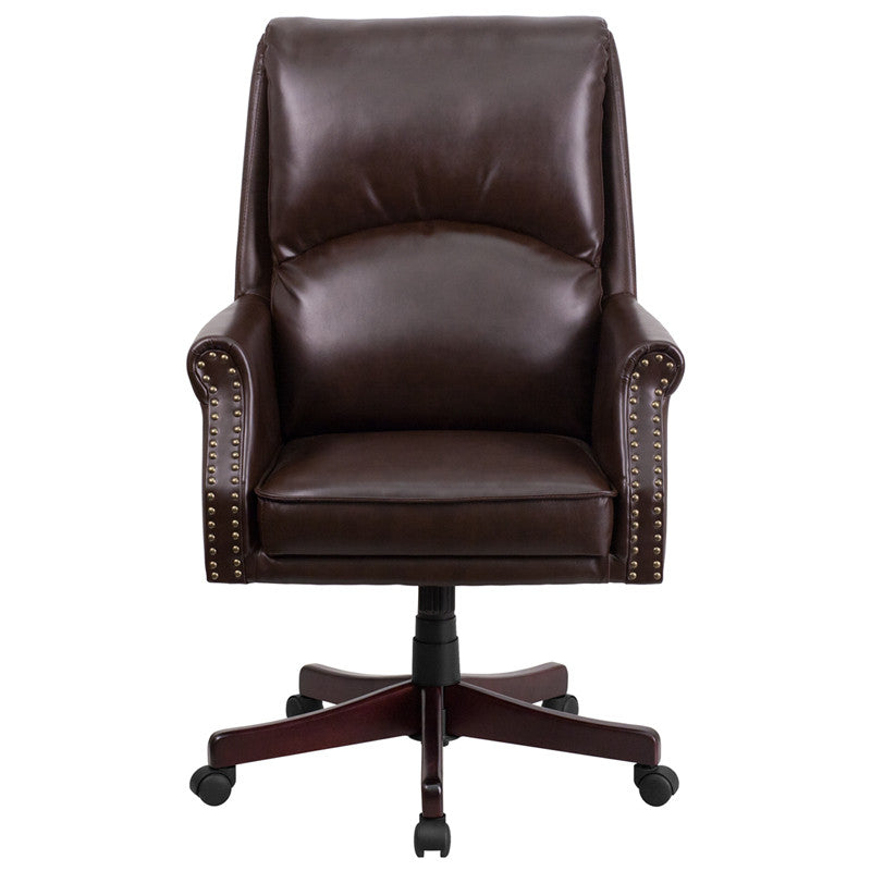 Flash Furniture High Back Pillow Back Brown Leather Executive Swivel Office Chair | Office Chairs | Modishstore - 2
