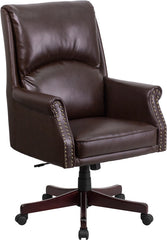 Flash Furniture High Back Pillow Back Brown Leather Executive Swivel Office Chair