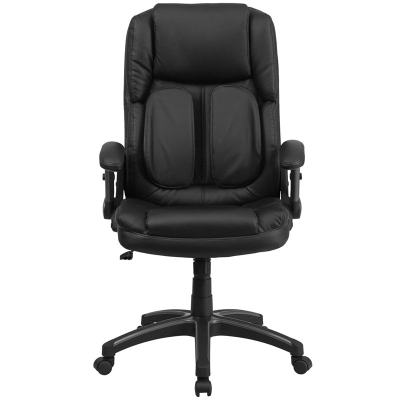Flash Furniture Extreme Comfort High Back Black Leather Executive Swivel Office Chair With Flip-Up Arms | Office Chairs | Modishstore-2