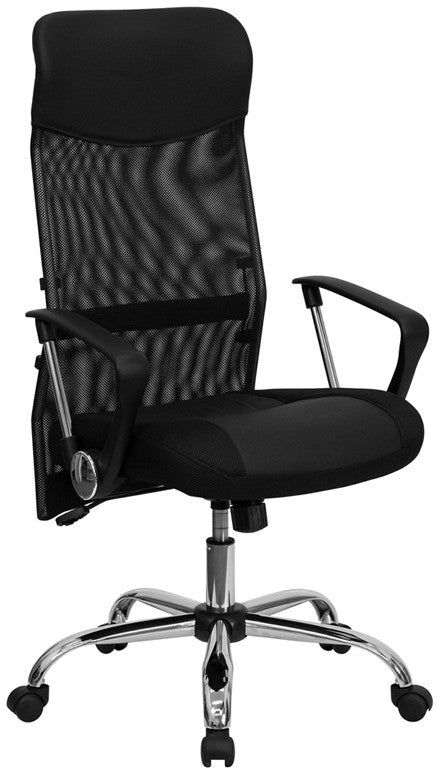 Flash Furniture High Back Black Leather And Mesh Swivel Task Chair | Office Chairs | Modishstore