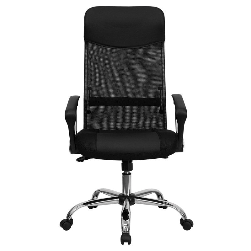 Flash Furniture High Back Black Leather And Mesh Swivel Task Chair | Office Chairs | Modishstore-3