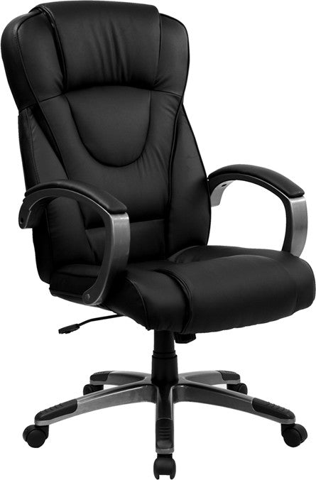 Flash Furniture BT-9069-BK-GG High Back Black Leather Executive Swivel Office Chair | Office Chairs | Modishstore