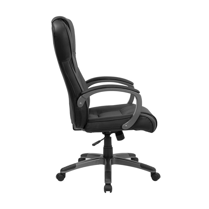 Flash Furniture BT-9069-BK-GG High Back Black Leather Executive Swivel Office Chair | Office Chairs | Modishstore - 4