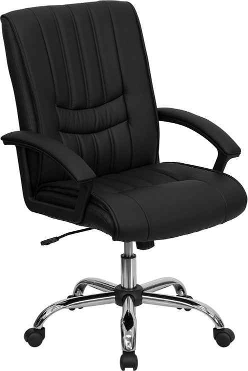 Flash Furniture Mid-Back Black Leather Swivel Manager's Chair | Office Chairs | Modishstore