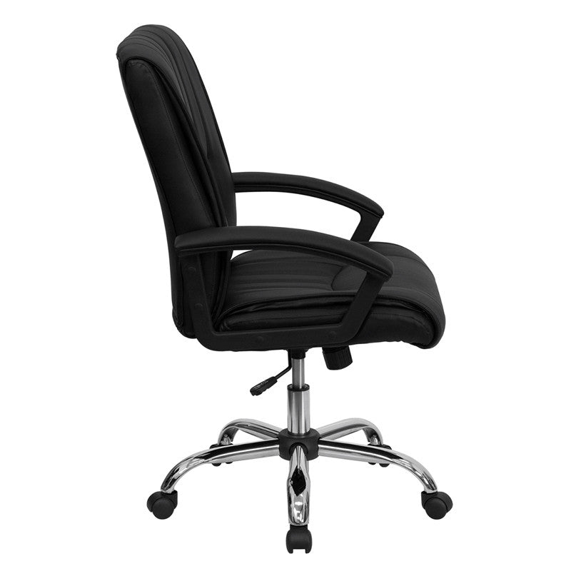 Flash Furniture Mid-Back Black Leather Swivel Manager's Chair | Office Chairs | Modishstore - 3