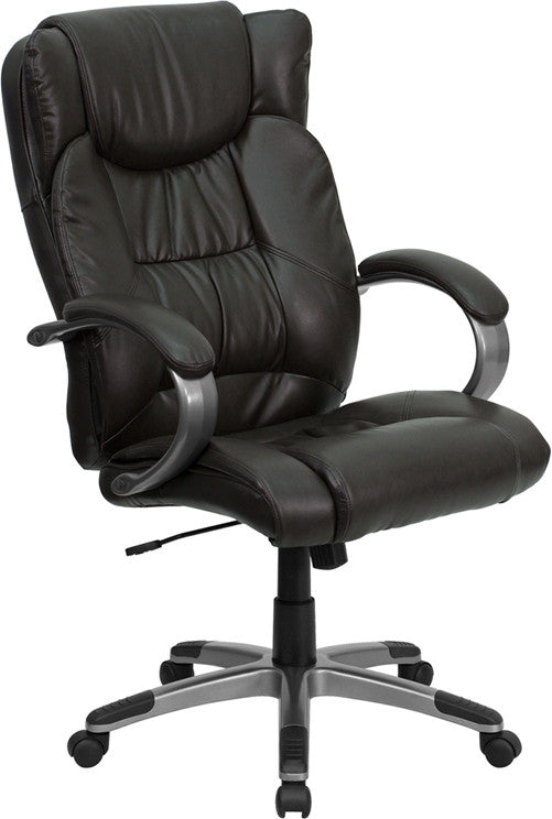 Flash Furniture BT-9088-BRN-GG High Back Espresso Brown Leather Executive Swivel Office Chair | Office Chairs | Modishstore