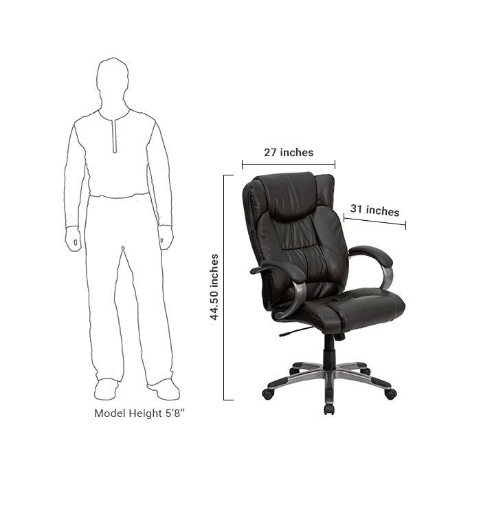 Flash Furniture BT-9088-BRN-GG High Back Espresso Brown Leather Executive Swivel Office Chair | Office Chairs | Modishstore - 5