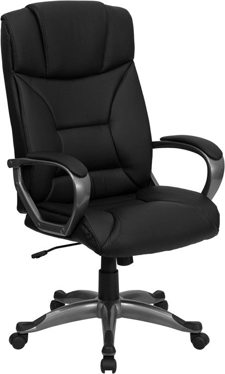 Flash Furniture BT-9177-BK-GG High Back Black Leather Executive Swivel Office Chair | Office Chairs | Modishstore