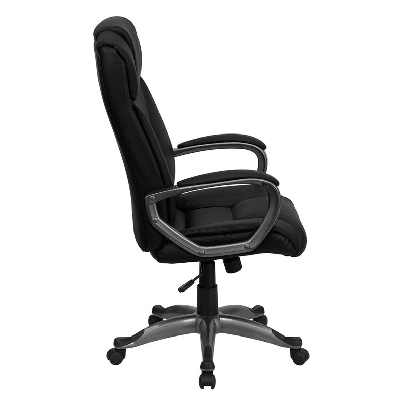 Flash Furniture BT-9177-BK-GG High Back Black Leather Executive Swivel Office Chair | Office Chairs | Modishstore - 4