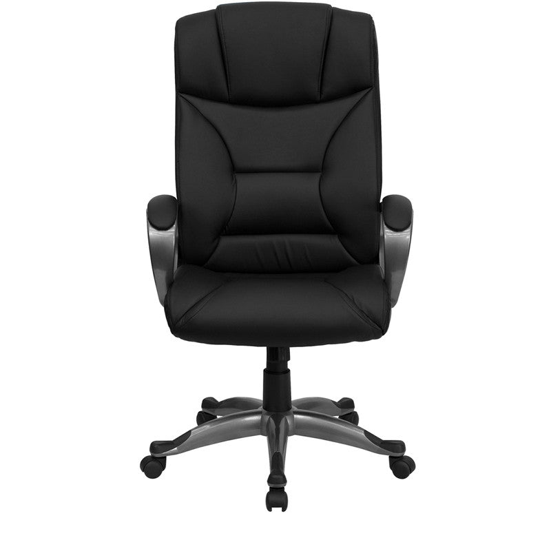 Flash Furniture BT-9177-BK-GG High Back Black Leather Executive Swivel Office Chair | Office Chairs | Modishstore - 2