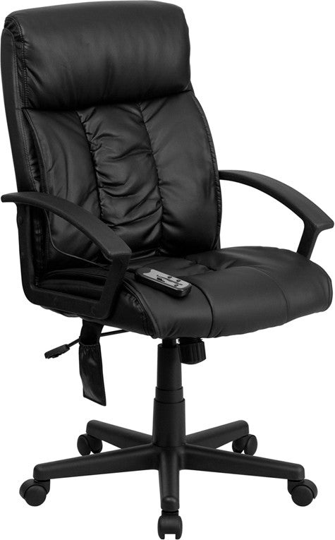 Flash Furniture BT-9578P-GG High Back Massaging Black Leather Executive Swivel Office Chair | Office Chairs | Modishstore