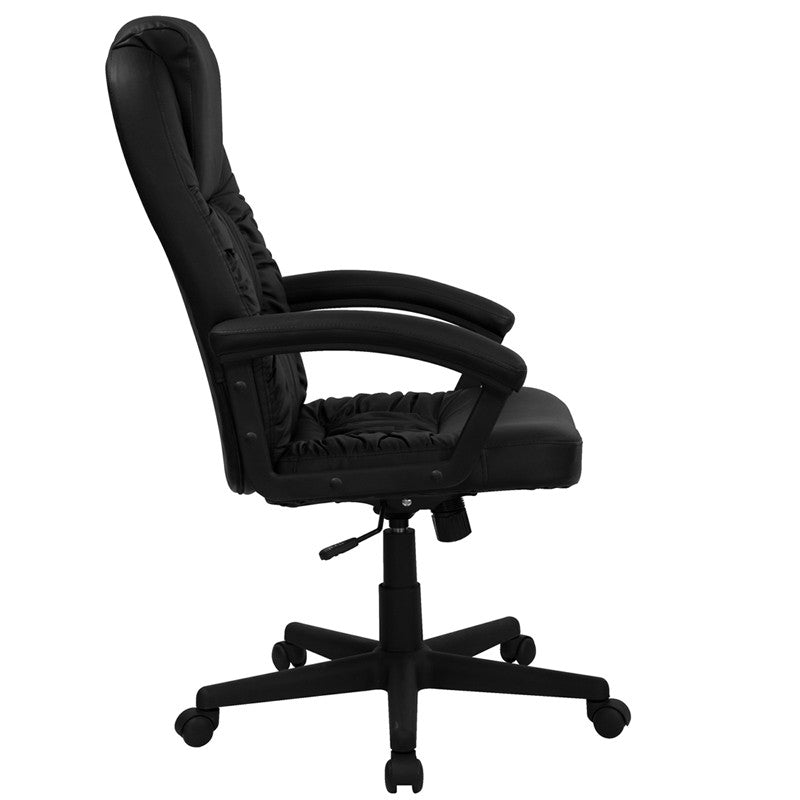 Flash Furniture BT-983-BK-GG High Back Black Leather Executive Swivel Office Chair | Office Chairs | Modishstore - 4