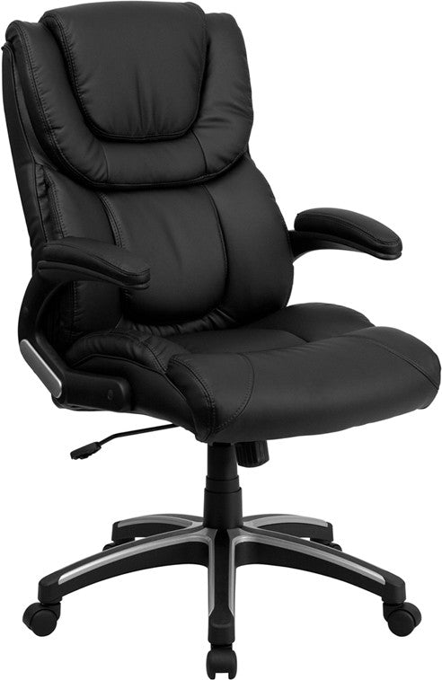 Flash Furniture BT-9896H-GG Black Leather Executive Swivel Chair with Arms | Office Chairs | Modishstore