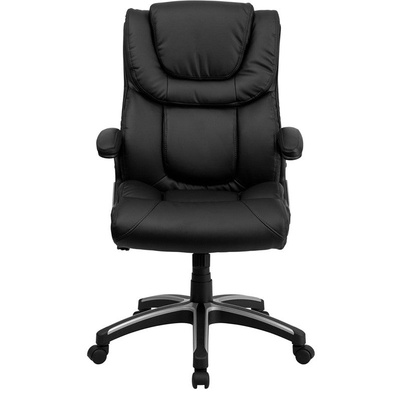 Flash Furniture BT-9896H-GG Black Leather Executive Swivel Chair with Arms | Office Chairs | Modishstore - 2