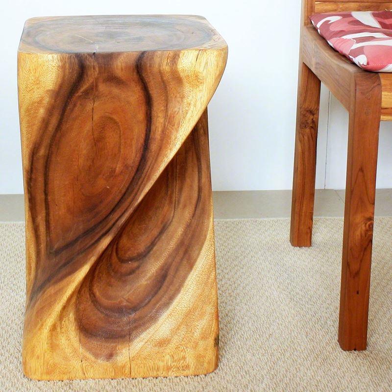 Haussmann Big Twist Stool 12" Sq - Oak | Stools & Benches | Modishstore-3