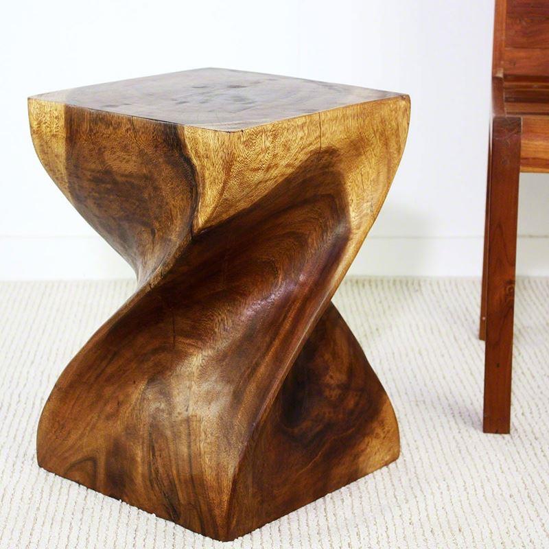 Haussmann Big Twist Stool 14" Sq - Walnut | Stools & Benches | Modishstore-3
