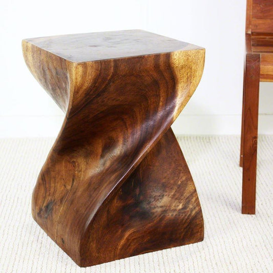Haussmann Big Twist Stool 14" Sq - Walnut | Stools & Benches | Modishstore