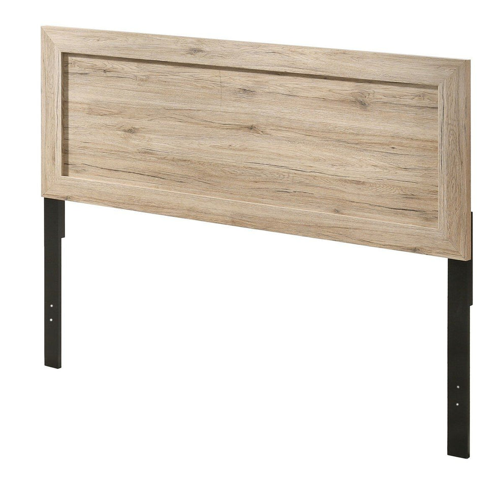 Wooden Queen Bed With Rectangular Headboard And Rough Hewn Texture, Brown - Bm221407 By Benzara | Beds |  Modishstore  - 2