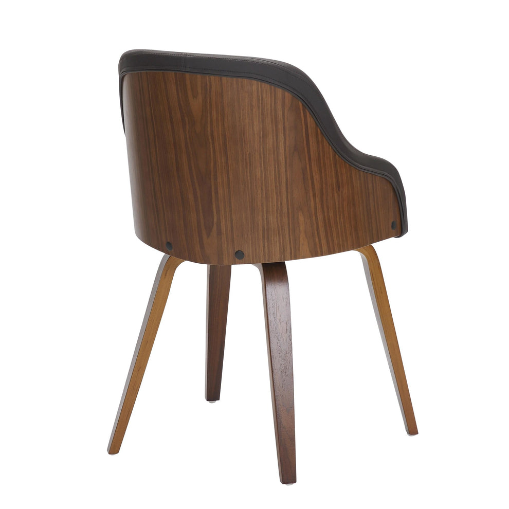 Bacci Mid-Century Modern Dining/Accent Chair in Walnut Wood and Black Faux Leather By LumiSource | Dining Chairs | Modishstore - 13