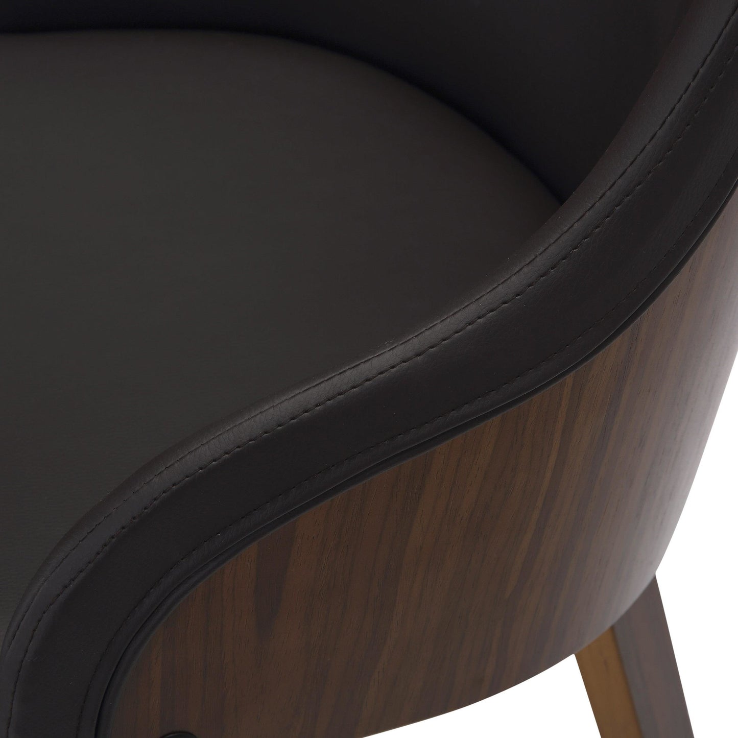 Bacci Mid-Century Modern Dining/Accent Chair in Walnut Wood and Black Faux Leather By LumiSource | Dining Chairs | Modishstore - 10