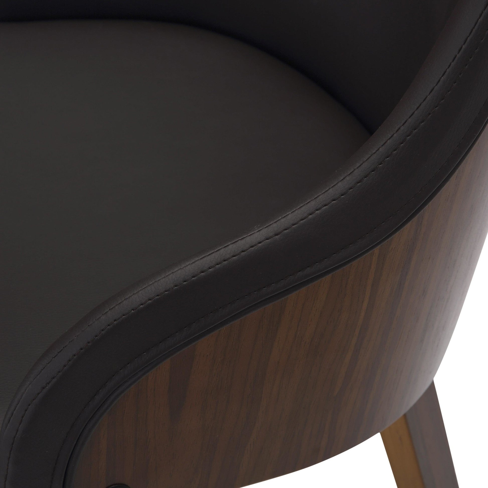 Bacci Mid-Century Modern Dining/Accent Chair in Walnut Wood and Black Faux Leather By LumiSource | Dining Chairs | Modishstore - 10