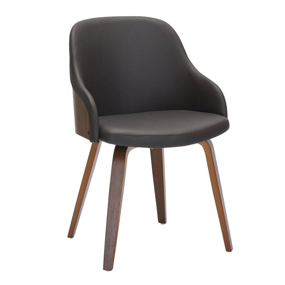 Bacci Mid-Century Modern Dining/Accent Chair in Walnut Wood and Black Faux Leather By LumiSource | Dining Chairs | Modishstore - 8