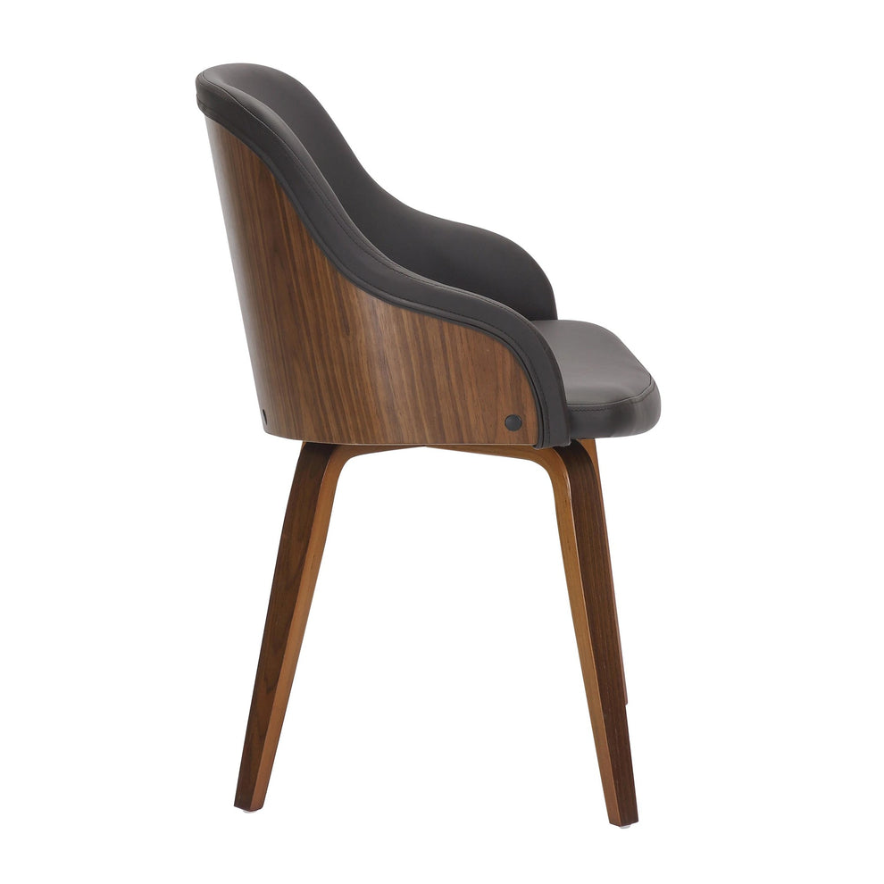 Bacci Mid-Century Modern Dining/Accent Chair in Walnut Wood and Black Faux Leather By LumiSource | Dining Chairs | Modishstore - 12