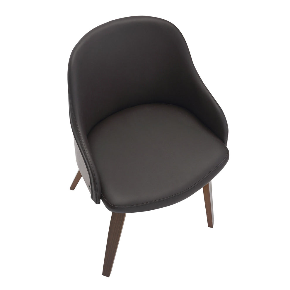 Bacci Mid-Century Modern Dining/Accent Chair in Walnut Wood and Black Faux Leather By LumiSource | Dining Chairs | Modishstore - 9