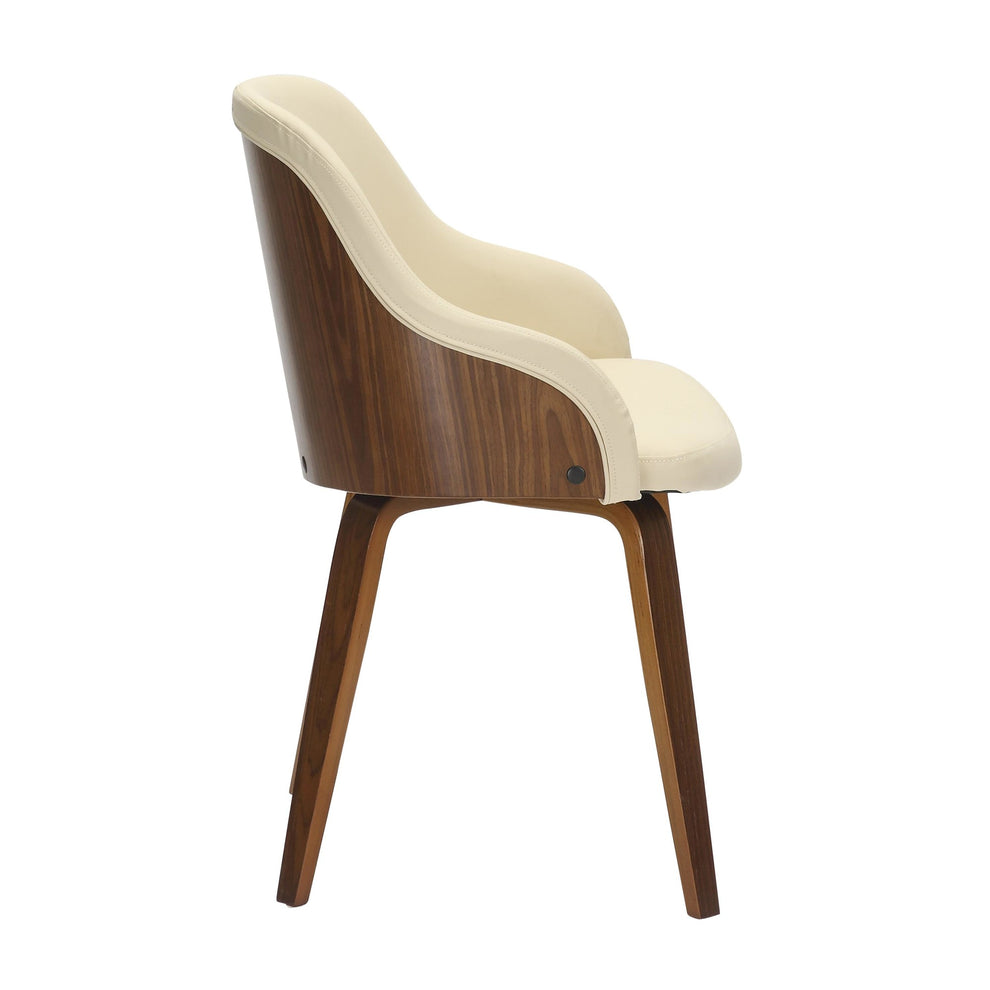 Bacci Mid-Century Modern Dining/Accent Chair in Walnut Wood and Black Faux Leather By LumiSource | Dining Chairs | Modishstore - 20