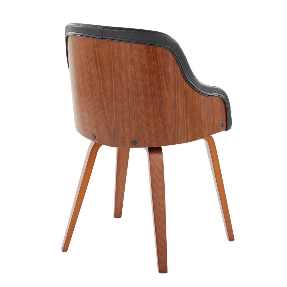Bacci Mid-Century Modern Dining/Accent Chair in Walnut Wood and Black Faux Leather By LumiSource | Dining Chairs | Modishstore - 5