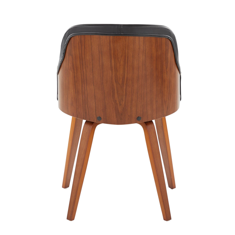 Bacci Mid-Century Modern Dining/Accent Chair in Walnut Wood and Black Faux Leather By LumiSource | Dining Chairs | Modishstore - 6