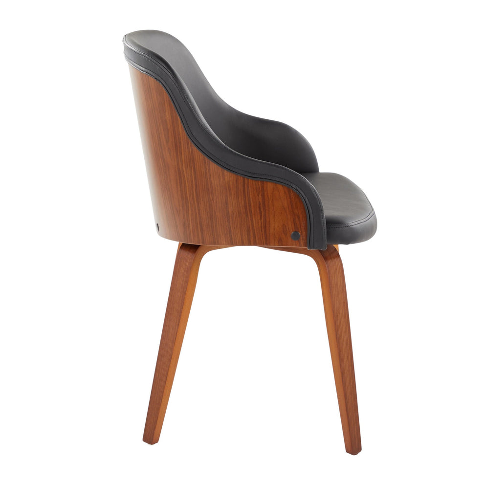 Bacci Mid-Century Modern Dining/Accent Chair in Walnut Wood and Black Faux Leather By LumiSource | Dining Chairs | Modishstore - 4
