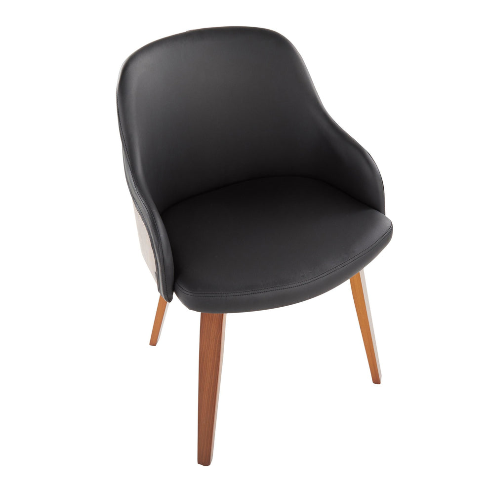 Bacci Mid-Century Modern Dining/Accent Chair in Walnut Wood and Black Faux Leather By LumiSource | Dining Chairs | Modishstore - 2