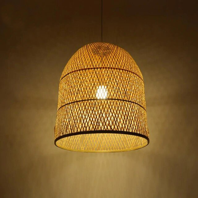 Bamboo Wicker Rattan Bell Shade Pendant Light by Artisan Living-4
