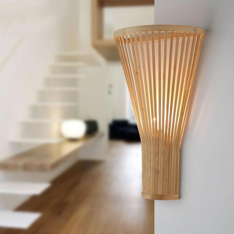 Bamboo Wicker Rattan Fan Lampshade Wall Lamp By Artisan Living | ModishStore | Wall Lamps-2