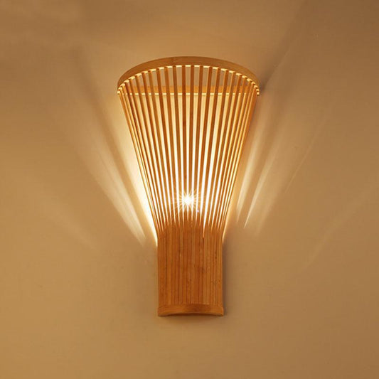 Bamboo Wicker Rattan Fan Lampshade Wall Lamp By Artisan Living | ModishStore | Wall Lamps-3