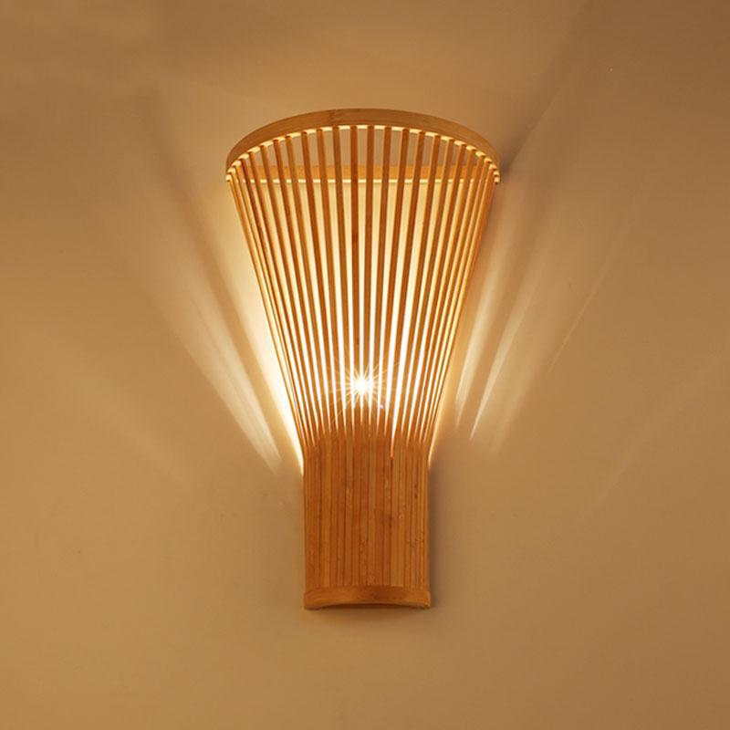 Bamboo Wicker Rattan Fan Lampshade Wall Lamp By Artisan Living | ModishStore | Wall Lamps
