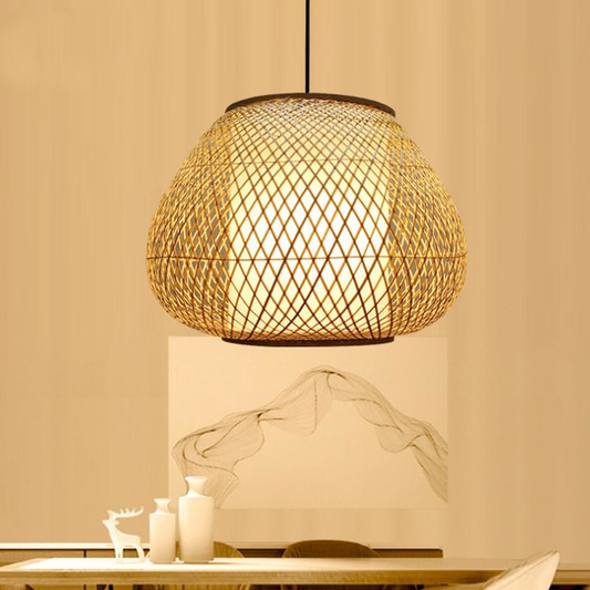 Bamboo Wicker Rattan Hand Shade Pendant Light by Artisan Living | ModishStore | Pendant Lamps