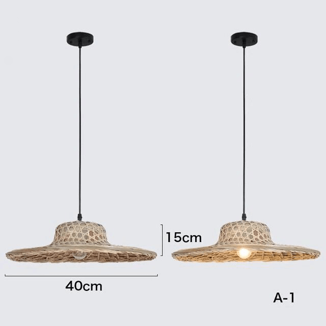Bamboo Wicker Rattan Hat Shade Adjustable Spider Chandelier-A by Artisan Living | ModishStore | Chandeliers-4