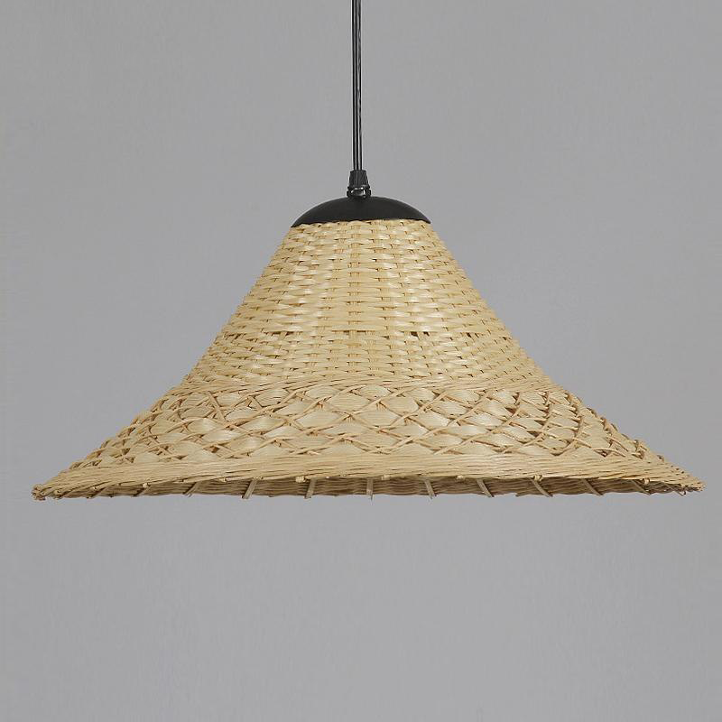 Bamboo Wicker Rattan Hat Shade Pendant Light by Artisan Living | ModishStore | Pendant Lamps-4