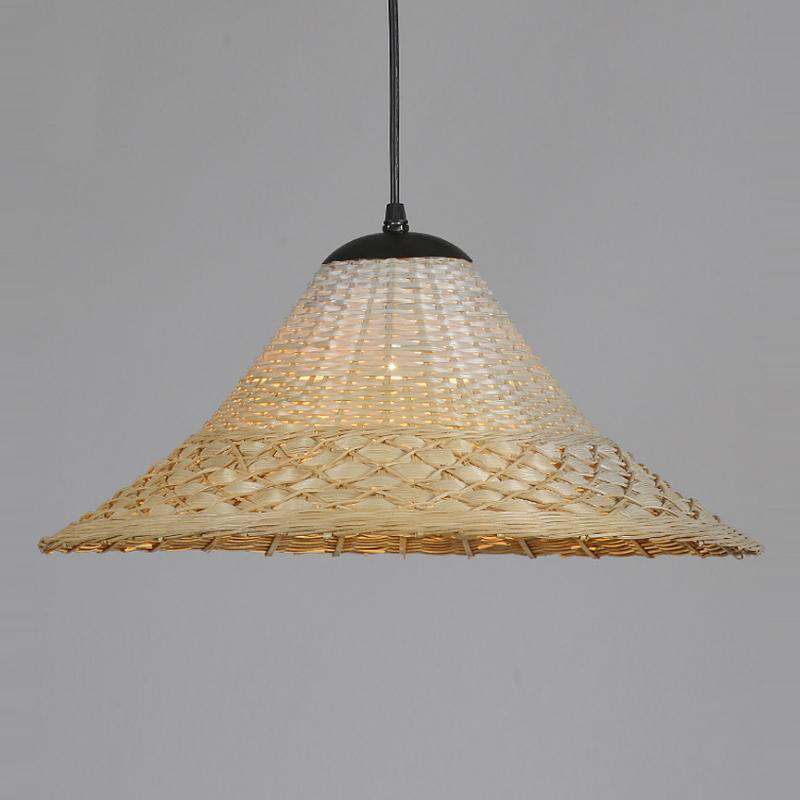 Bamboo Wicker Rattan Hat Shade Pendant Light by Artisan Living | ModishStore | Pendant Lamps-5
