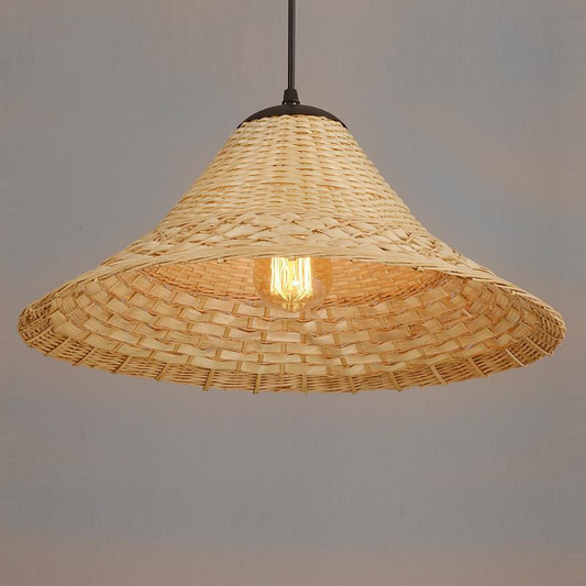 Bamboo Wicker Rattan Hat Shade Pendant Light by Artisan Living | ModishStore | Pendant Lamps