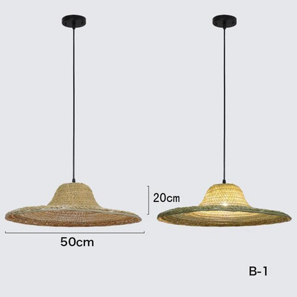 Bamboo Wicker Rattan Hat Shade Adjustable Spider Chandelier - B by Artisan Living-2