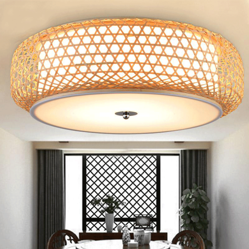 Bamboo Wicker Rattan Lantern Shade Ceiling Light by Artisan Living | Ceiling Lamps | 11034CL | Modishstore - 4